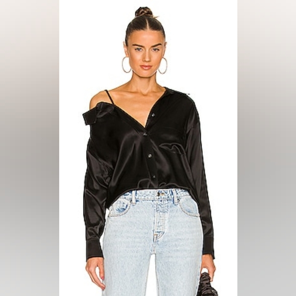 15. NWT ALEXANDER WANG OFF THE SHOULDER TOP WITH SCRUNCHIE STRAP SIZE XS - Picture 1 of 8